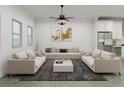 Spacious living room featuring recessed lights, ceiling fan, and neutral decor at 1161 Dahlonega Hwy # 9, Cumming, GA 30040