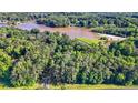 Stunning aerial shot of land by the lake surrounded by mature trees, ready for your dream home at 2237 Walt Stephens Rd, Jonesboro, GA 30236