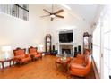 Bright, spacious living room with vaulted ceilings and hardwood flooring at 4000 Longlake Dr, Duluth, GA 30097