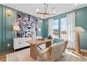 Stylish home office with a statement art piece, natural light, and modern furnishings at 2505 Dixon Pl, Lawrenceville, GA 30045