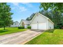 View of the home's exterior with a two-car garage, attractive lawn, and a concrete driveway at 85 Old Gettysburg Way, Dallas, GA 30157