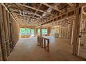Unfinished living room with natural light showcasing the stud framing and planned spacious layout of the home at 5371 Heron Bay Blvd, Locust Grove, GA 30248