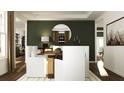 Elegant dining room featuring a large mirror and modern decor, open to the living areas at 243 Deer Valley Run, Canton, GA 30115