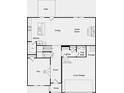 First floor layout featuring the kitchen, dining room, great room, flex room, and a 2-car garage at 1734 Fawlocke Run, Loganville, GA 30052