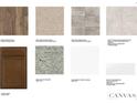 Display of interior material selections, including flooring, countertops, cabinets and backsplash at 1734 Fawlocke Run, Loganville, GA 30052