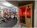 Finished basement featuring an exercise area with weights, equipment, and sauna for health and wellness at 3589 Tamerton Trce, Buford, GA 30519