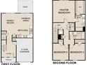 Floor plan showcasing open concept layout of kitchen, dining, living, and bedrooms at 305 Winston Way, Villa Rica, GA 30180