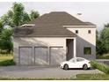 Three car garage with driveway and manicured landscaping at 110 Serenity Pl, Fayetteville, GA 30214