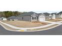 Street view showing multiple single-Gathering homes with gray siding and well-kept lawns in a new community at 1624 Palladian Way, Lithonia, GA 30058