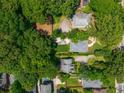 Aerial view of a lush property showcasing the home's placement, mature trees, and landscape at 417 S Candler St, Decatur, GA 30030