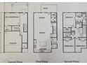 Detailed floor plan of home showcases layout for lower, main, and upper levels, highlighting room dimensions at 1161 Dahlonega Hwy # 12, Cumming, GA 30040