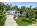 A two-story home with green lawn and mature trees. Has an attached two-car garage and cozy front porch at 2840 Brookford Sw Ln, Atlanta, GA 30331