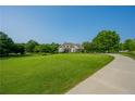 Sprawling front yard of a brick home with mature trees and a long driveway under a clear, sunny sky at 815 Spring View Ct, Covington, GA 30014