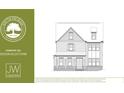 Detailed line drawing of a two-story home showcasing the architectural design and front facade at 591 Brashy St, Woodstock, GA 30188