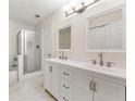 Stylish bathroom with double vanity, modern fixtures, and glass-enclosed shower at 3040 Majestic Park Ct, Duluth, GA 30096