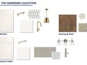 This design scheme includes tile, fixtures, flooring samples and paint colors for kitchen and bath at 748 Auguste Ave, Decatur, GA 30033