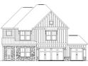 Detailed exterior elevation of a two-story home showing siding, stone accents, and roof lines at 675 Crest Line Trl, Powder Springs, GA 30127