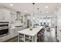 Spacious kitchen with stainless appliances, gray cabinets, and a large island with seating at 1174 City Park Ln, Decatur, GA 30033