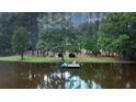 Picturesque lakefront home featuring private dock with lush landscaping and mature trees at 3140 Thoreau Ct, Loganville, GA 30052