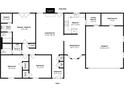 Home floor plan featuring multiple bedrooms, a living room, kitchen, dining room and garage at 5514 E Stoneway Ct, Villa Rica, GA 30180