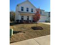 Charming two-story home with a well-manicured lawn and a two-car garage at 136 Paulownia Cir, Mcdonough, GA 30253