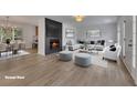 Modern living room features luxury vinyl floors, a fireplace, and neutral color scheme at 2265 Colony Dr, Canton, GA 30114
