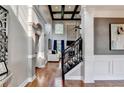 Grand entryway showcasing soaring ceilings, hardwood floors, and staircase to upper level at 708 Edgeley Ln, Lawrenceville, GA 30044