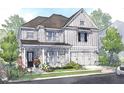 Watercolor rendering of a charming two-story home with stone accents and a two-car garage at 731 Crest Line Trl, Powder Springs, GA 30127