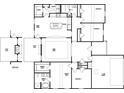 Detailed floor plan showcasing the layout of the home with bedrooms, bathrooms, living spaces, and a two car garage at 490 Charleston Pl, Villa Rica, GA 30180
