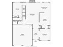 Layout of the first floor showing the kitchen, Gathering room, garage, and bedrooms at 1076 Scenic Park Trl, Lawrenceville, GA 30046