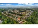 Scenic aerial view of home and neighborhood with tree lined lots and cul-de-sac streets at 7601 Watson Cir, Locust Grove, GA 30248