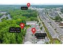 Aerial neighborhood view close to Avalon and Alpha Loop Walking Trail at 420 Banbury Xing, Alpharetta, GA 30009
