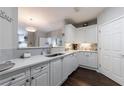 Well-lit kitchen with white cabinets, quartz countertops and stainless steel sink at 3150 Woodwalk Se Dr # 2204, Atlanta, GA 30339