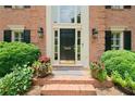Close-up of the front entrance, showcasing the elegant door, sidelights, and decorative plants at 3638 Sope Creek Farm Se, Marietta, GA 30067
