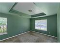 Bedroom featuring tray ceilings and a large window, providing ample natural light at 9550 Canvasback Ct, Jonesboro, GA 30238