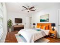 Stylish bedroom with hardwood floors, ceiling fan, and modern decor at 961 Lindbergh Ne Dr, Atlanta, GA 30324