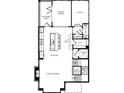 An open-concept first floor plan featuring a modern kitchen island, Gathering room, dining room, and study at 2285 Park Walke Dr, Alpharetta, GA 30009