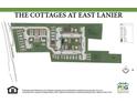 Site plan of the Cottages at East Lanier community, showcasing lot locations and street layout at 150 Bartow Street, Lot #5, Fayetteville, GA 30214