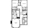 Layout of the upper level residence with 3 bedrooms, 2 baths, a laundry, and staircase at 2275 Park Walke Dr, Alpharetta, GA 30009