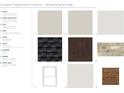 Exterior selections featuring siding colors, roofing material, brick, windows, garage doors, and front door stain options at 4710 Crestline View Rd, Cumming, GA 30028