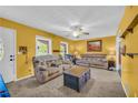 Bright living room featuring plush sofas, carpeted floors, and neutral-toned walls at 676 Smith Store Rd, Covington, GA 30016