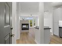 Inviting living area with a fireplace, balcony and scenic views at 401 16Th Nw St # 1357, Atlanta, GA 30363