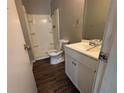 A full bathroom featuring modern fixtures, updated flooring, and a shower and tub combination at 3217 Canterbury Trl, Rex, GA 30273