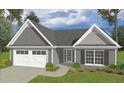 Front view of a single-story gray home with a gray roof and white garage doors at 103 New Home Rd, Rockmart, GA 30153