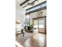 Stylish living room with high ceilings and clerestory windows provides natural light at 1661 La France Ne St # 222, Atlanta, GA 30307