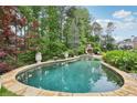 Inviting pool area with stone surround and lush landscaping at 219 Deer Park Trl, Canton, GA 30114