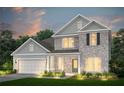 Charming two-story home with light blue siding, brick accents, attached garage, and professionally landscaped yard at 3095 Newell Dr Dr, Dacula, GA 30019
