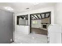Modern kitchen featuring an open layout and stainless steel refrigerator at 6658 Collins Ct, Riverdale, GA 30274