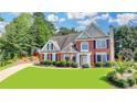 Charming brick home features a well-manicured lawn and established landscaping at 189 Azalea Chase Dr, Suwanee, GA 30024