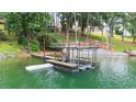 Modern boat dock with covered lift on a tranquil lake at 6381 Lakeview Dr, Buford, GA 30518